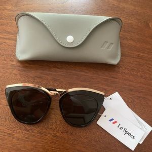 Le Specs Black/Gold Cat Eye Sunglasses